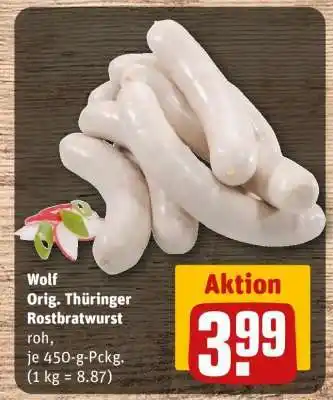 REWE Wolf Orig. Thüringer Rostbratwurst Angebot