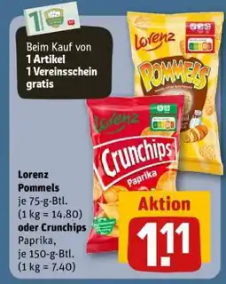 REWE Lorenz Pommels oder Crunchips Paprika Angebot