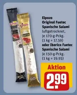 REWE Elpozo Original Fuetec Spanische Salami oder Iberico Fuetec Spanische Salami Angebot