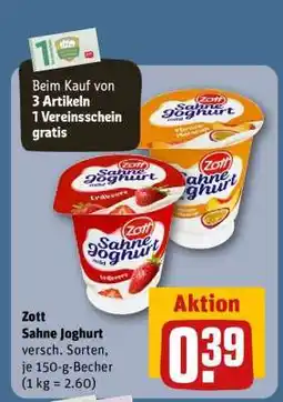 REWE ZOTT Sahne-Joghurt Angebot