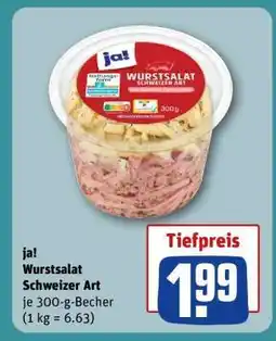 REWE ja! Wurstsalat Schweizer Art Angebot