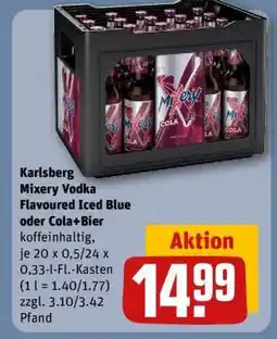 REWE Karlsberg Mixery Vodka Flavoured Iced Blue oder Cola+Bier Angebot