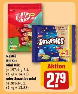 REWE Nestlé Kit Kat Mini Mix oder Smarties mini Angebot