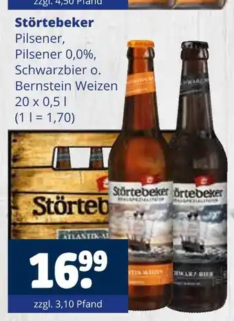 Getränkewelt Störtebeker pilsener, pilsener 0,0%, schwarzbier oder bernstein weizen Angebot