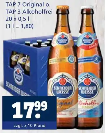Getränkewelt Schneider weisse tap 7 original oder tap 3 alkoholfrei Angebot