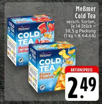 Edeka Meßmer cold tea melone erdbeere oder cold tea eistee pfirsich Angebot