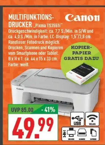 Marktkauf Canon multifunktions-drucker „pixma ts3551i“ Angebot