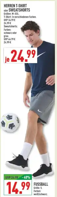 Marktkauf Nike herren t-shirt oder sweatshorts Angebot