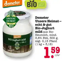 E-Center Demeter unsere heimat – echt & gut bio-joghurt mild Angebot