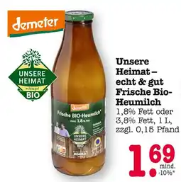 E-Center Demeter unsere heimat – echt & gut frische bio-heumilch Angebot