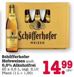 E-Center Schöfferhofer hefeweizen auch 0,0% alkoholfrei Angebot