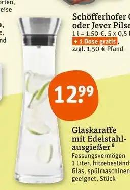 tegut Glaskaraffe mit edelstahlausgießer Angebot