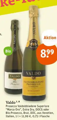 tegut Valdo prosecco valdobbiadene superiore oder bio-prosecco Angebot