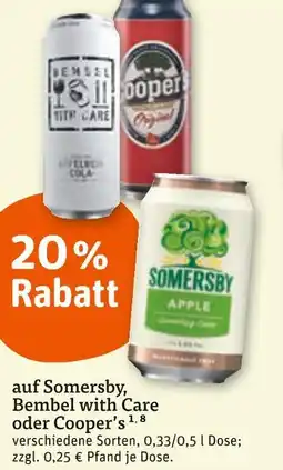tegut Somersby, bembel with care, cooper's 20 % rabatt Angebot