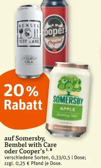 tegut Somersby, bembel with care, cooper's 20 % rabatt Angebot