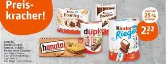 tegut Ferrero kinder riegel, hanuta, duplo, bueno oder country Angebot