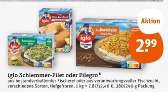 tegut Iglo schlemmer-filet oder filegro Angebot