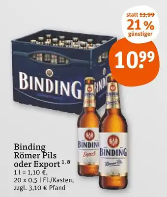 tegut Binding römer pils oder export Angebot