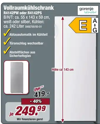Poco Gorenje vollraumkühlschrank r4142pw Angebot