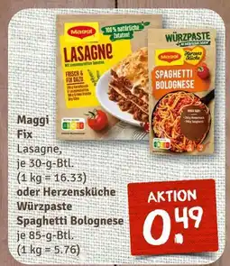 nahkauf Maggi fix lasagne oder herzensküche würzpaste spaghetti bolognese Angebot