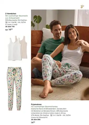 Tchibo 2 hemdchen oder pyjamahose Angebot