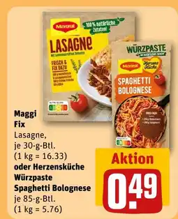 REWE Maggi fix lasagne oder herzensküche würzpaste spaghetti bolognese Angebot