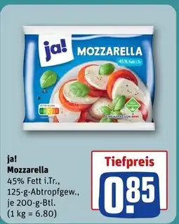 REWE Ja! mozzarella Angebot