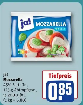 REWE Ja! mozzarella Angebot