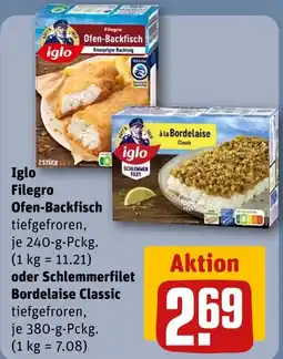REWE Iglo filegro ofen-backfisch oder schlemmerfilet bordelaise classic Angebot