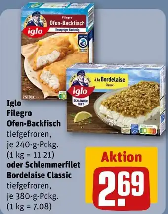 REWE Iglo filegro ofen-backfisch oder schlemmerfilet bordelaise classic Angebot
