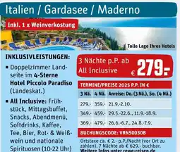 REWE Hotel piccolo paradiso italien / gardasee / maderno Angebot