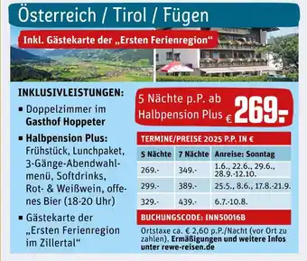 REWE Gasthof hoppeter 5 nächte p.p. ab halbpension plus Angebot