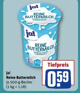 REWE Ja! reine buttermilch Angebot