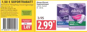 Marktkauf Always discreet hygieneeinlagen Angebot