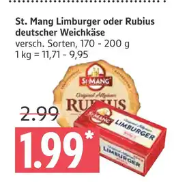 Marktkauf St. mang limburger oder rubius deutscher weichkäse Angebot