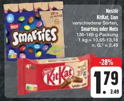 E-Center Nestlé kitkat, lion, smarties oder nuts Angebot