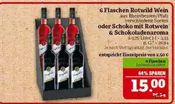 Marktkauf 6 flaschen rotwild wein oder schoko mit rotwein & schokoladenaroma Angebot