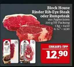 Marktkauf Block house rinder rib-eye steak oder rumpsteak Angebot