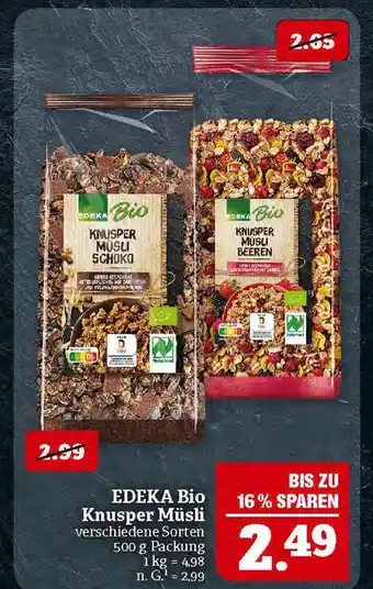 Marktkauf Edeka bio knusper müsli schoko Angebot