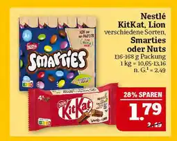 Marktkauf Nestlé kitkat, lion verschiedene sorten, smarties oder nuts Angebot