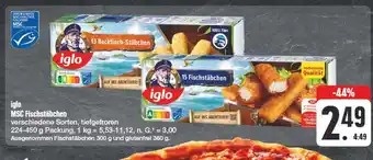 Edeka Iglo 13 backfisch-stäbchen oder 15 fischstäbchen Angebot