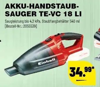 Leitermann Baumarkt Einhell Akku Handstaubsauger TE-VC 18 LI Angebot