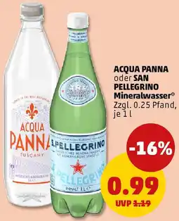 PENNY ACQUA PANNA oder SAN PELLEGRINO Mineralwasser Angebot
