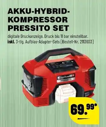 Leitermann Baumarkt Einhell Akku Hybrid Kompressor Pressito Set Angebot