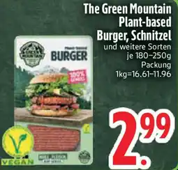 Edeka The Green Mountain Plant-based Burger, Schnitzel Angebot