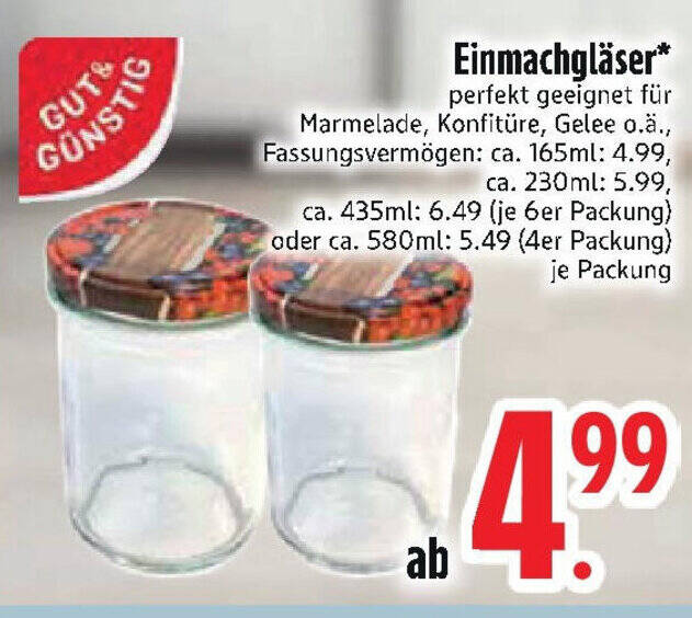 GUT& GÜNSTIG Einmachgläser Angebot bei Edeka