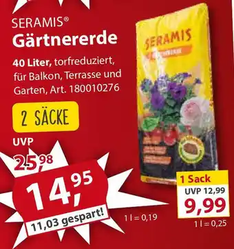 Sonderpreis Baumarkt SERAMIS Gärtnererde Angebot