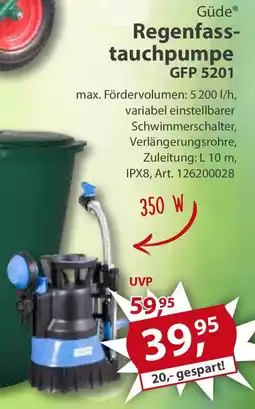 Sonderpreis Baumarkt Güde Regenfasstauchpumpe GFP 5201 Angebot