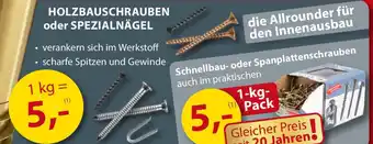Sonderpreis Baumarkt HOLZBAUSCHRAUBEN oder SPEZIALNÄGEL Angebot