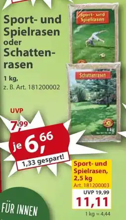 Sonderpreis Baumarkt Sport- und Spielrasen oder Schattenrasen Angebot